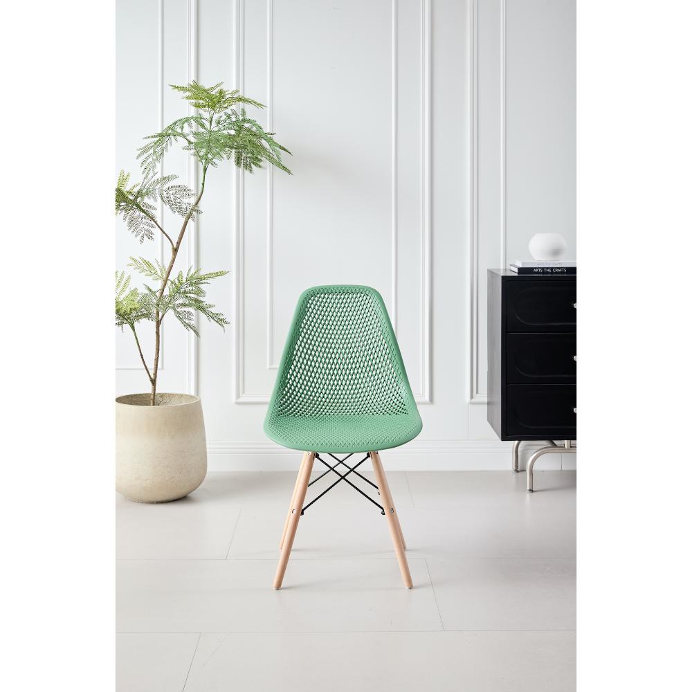 Silla Marcus, Color Verde Oliva, Con espaldar y patas en Madera