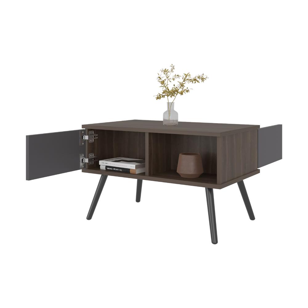 Mesa de Centro Toronto, Milan y Plata Oscuro, con espacio para colocar objetos decorativos