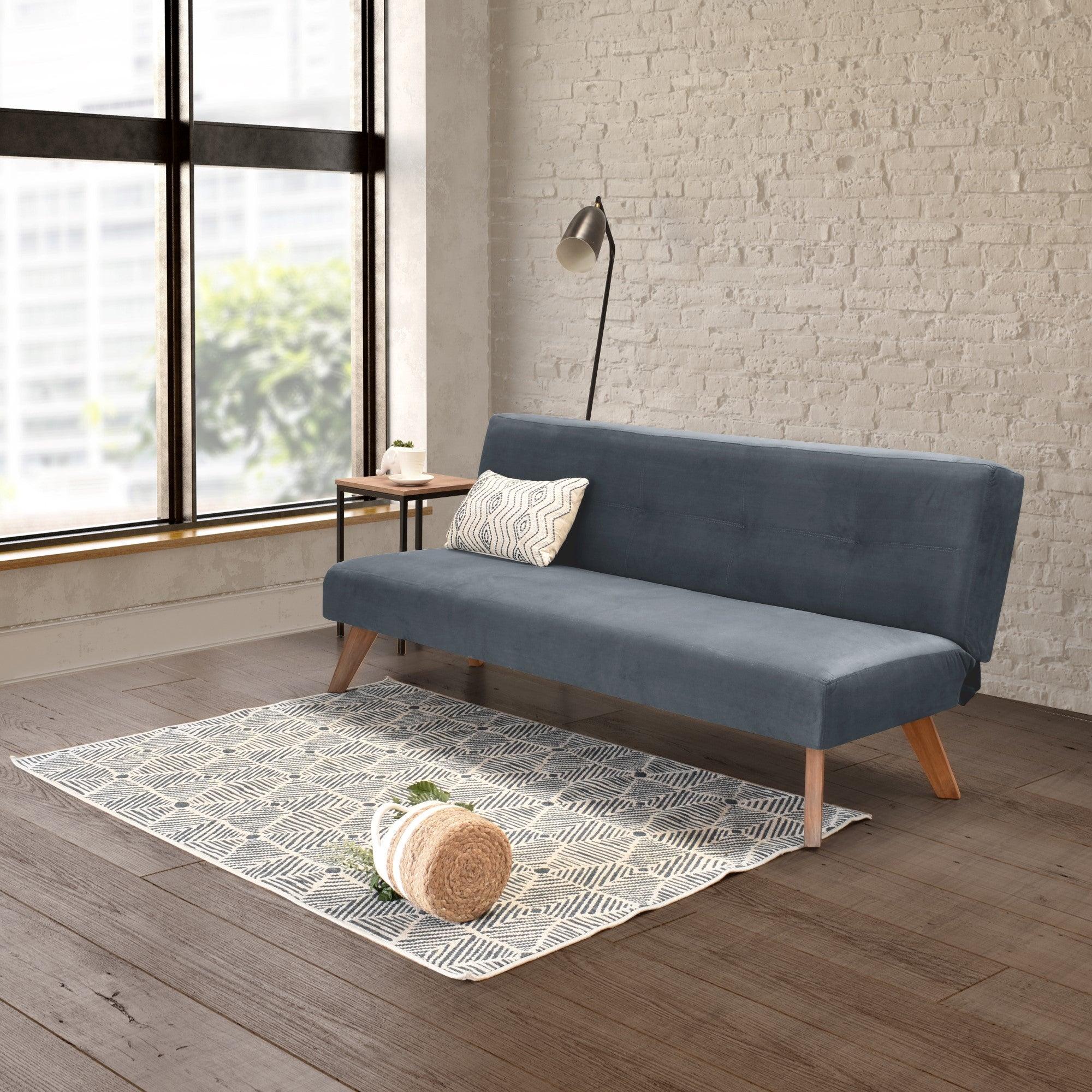 Futon London 3 Posiciones Tela Poliester Gris - VIRTUAL MUEBLES