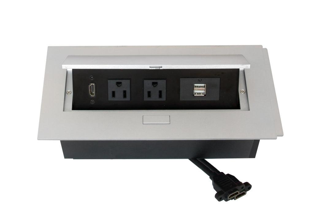 Enchufe oficina - 2 tomas, 1 hdmi, 2 puertos usb para carga - VIRTUAL MUEBLES